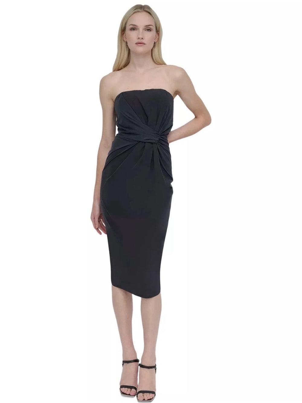 DKNY Women's Strapless Ruched-Front Tube Dress Black